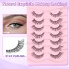 Eyelashes Natural Cat Eye Lashes 14mm False Eyelashes with Thin Memory Band Volume Wispy Lashes Soft Strip Lashes C Curl Natural Eyelashes 7 Pair Lashes Pack EVENTILL