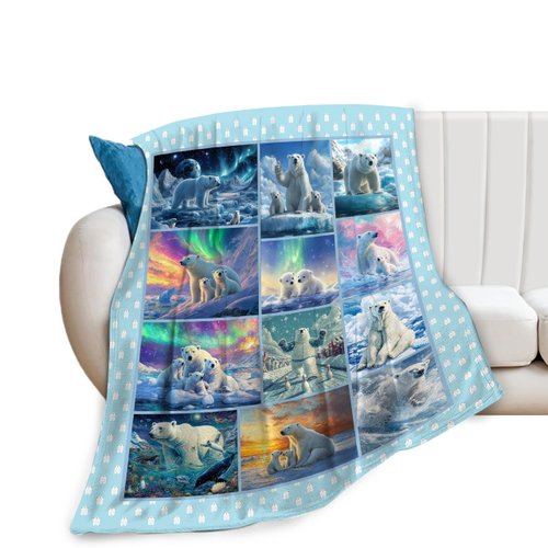 Cute Polar Bear Blanket Cute Polar Bear Fleece Throw Blanket Fuzzy Plush Super Soft Cozy Warm Polar Bear Decor Stuffed Animal Blanket Gifts for Boys Girls Kids Adult Men Women 40"x50"