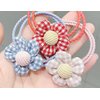 2PCS Fabric Flower Ropes Series Hair Bands Clips Ties Ponytail Holders Soft Elastic Bands/Clips with Flowers Hair Accessories for Baby Girls Children and Ladies (Rope-Red)