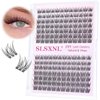 SLSXNL Natural Lash Clusters Wispy Clear Band Cluster Eyelash Extensions 10-12MM Short Natural Look Eyelash Clusters C Curl Thin Band False Eyelashes (Clear and Black Band)