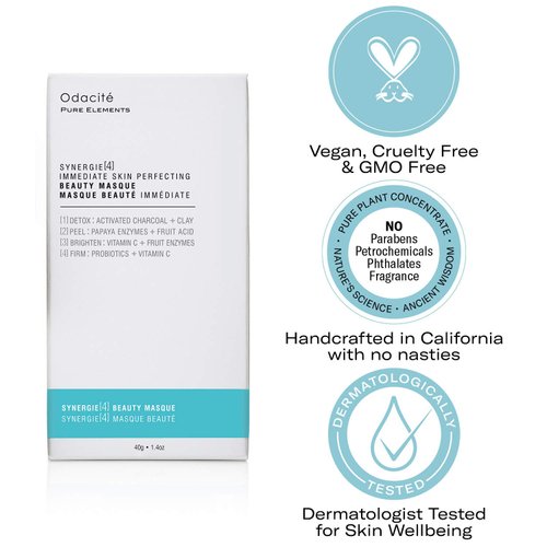 Odacité Acne Cream for Face - 4-in-1 Powder Masque Synergie 4 - Detoxifying Face Mask, Facial Mask with Clay & Charcoal, Clay Mask Detox and Brighten, Face Mask for Pores and Blackheads, 1.41 oz