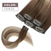 FUBILI Clip in Real Hair Extensions Brown Balayage Clip on Hair Extensons 22 Inch Long Natural Hair Extensions Double Weft30g