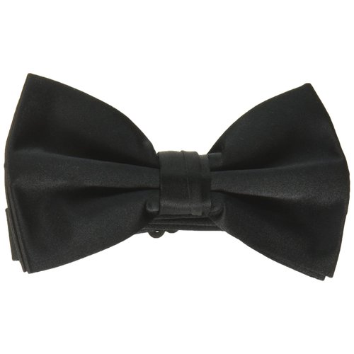 Stacy Adams Men's Satin Solid Bow Tie, Black, One Size