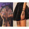 6 Sheets Henna Tattoos Black Henna Temporary Tattoo Stickers Sexy Lace Waterproof Removable Fake Tattoos Luxury Mandala Flower Design Body Decals for Women Birthday DIY Body Face Party Supplies Favors