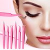 6 Pcs Lash Tweezers Eyelash Extension Tweezers, Stainless Steel Straight Tip Tweezers Curved Tip Tweezers Individual Volume Eyelash Tweezers Isolation Tweezers False Lash Application Tools (Pink)
