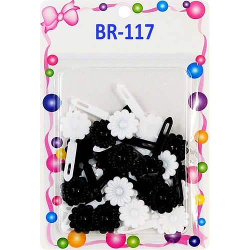 Tara Girls Super Cute Self Hinge Plastic Mulit Design Hair Barrettes Selection. 36pc Sunflower(Black and Whtie). Flower