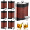 Rtteri 6 Pcs 8 oz Leather Hip Flasks for Liquor for Men Leak Proof Stainless Steel Drinking Flasks Bulk Soft Wrap Whiskey Flask with Funnel for Wedding Bridesmaid Christmas Gifts, Leather Brown