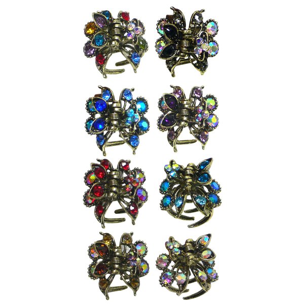 Set of 8 JCGY Mini Hair Claws Tiny 1"x1" Metal Claw Clip LPW-5-8
