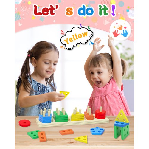 Yetonamr Montessori Toys for 1 2 3 Years Old Boys Girls Birthday Gifts, Wooden Sensory Toys for Ages 2-4 Toddlers Kids Baby, Toddler Stocking Stuffers Learning Toy Activities Puzzles Ages 1-3