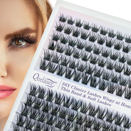 Eyelashes Clusters Qeelasee DIY d Curl 144pcs Lash Culsters Natural 0.07 50D 8-18mm Wispy Volume ...