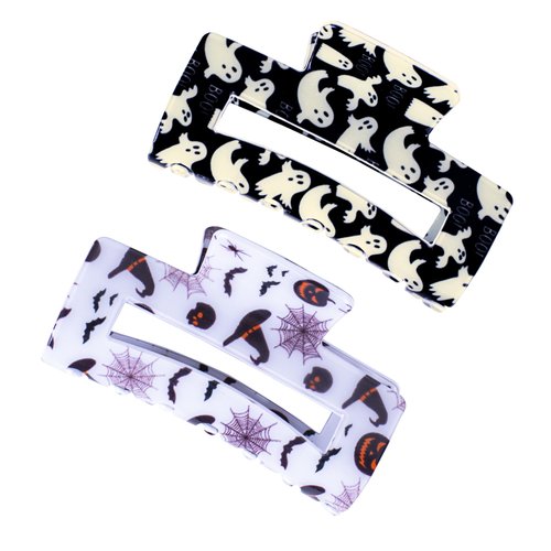 Halloween Hair Claw Clips for Women, Ghost Pumpkin Bat Witch Hat Square Hair Claw for Thick and Thin Hair Strong Hold Hair Banana Claw Clip Hair Accessories for Halloween Costume Party