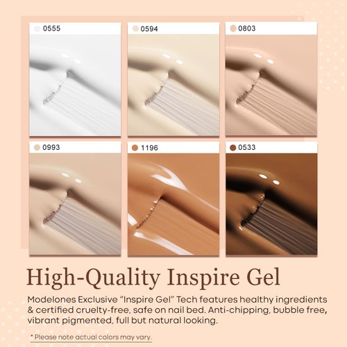 modelones Gel Nail Polish Set - 6 Colors Nude Brown White Skin Tone Neutral Beige Tan Taupe Gel Nail Polish Kit Popular All Seasons Summer Soak Off Nail Art Manicure DIY Salon at Home Gifts for Women
