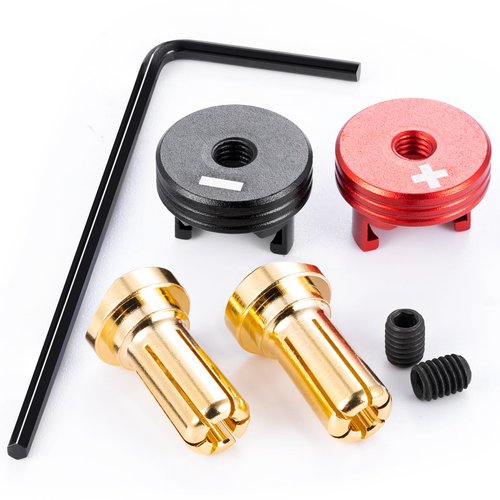 RCHUBAM Heatsink Bullet Plug Grips 2PCS Banana Plug Connectors with Brass Heatsink Grips - 4mm/5mm Aluminum RC Battery Bullet Plug for RC Model Crawler Cars Upgrade Parts (5.0mm)