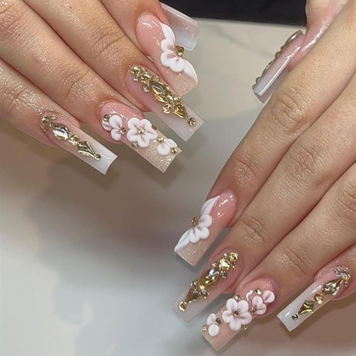 HNUIX Nail Rhinestones Kit 12 Types Champagne Special-Shaped Diamonds 4550Pcs Flatback Crystal 3D Nail Art Rhinestones Decorations Gems Stones With Nail Glue Gel+Nai Brush+Tweezers+Drill Pen