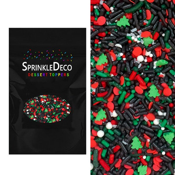 Lumberjack Buffalo Red Black & Green Evergreen Trees Fall Holiday Edible Confetti Sprinkles Cake Cookie Cupcake IceCream Donut Quins 4oz