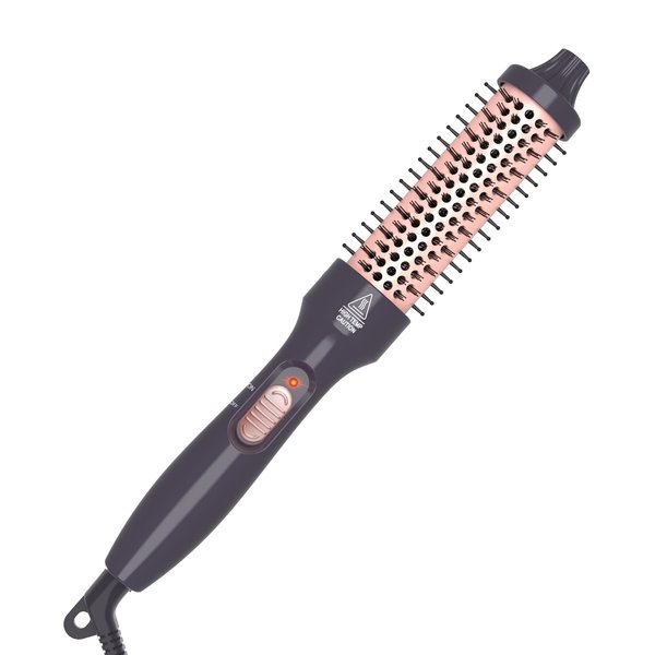 PHOEBE 1.25 Inch Curling Iron Brush Ceramic 1 1/4 Inch Double PTC Heated Hair Curling Comb Tourmaline Ionic Hair Curler Curling Iron Dual Voltage for Traveling On Long, Medium Hair - Black