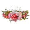 LLinfflr Women Floral Crown Boho Flower Headband Hair Wreath Floral Halo Headpiece with Ribbon Wedding Party Photos Rosy