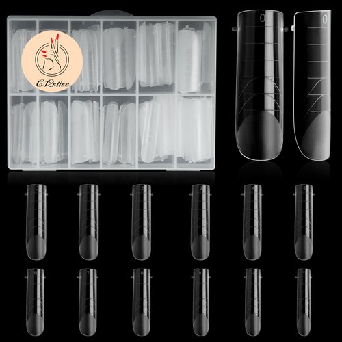 C12rtive 120Pcs Matte Dual Nail Forms,Square C-Curved Extension Poly Nail Gel Nail Forms Full Cov...