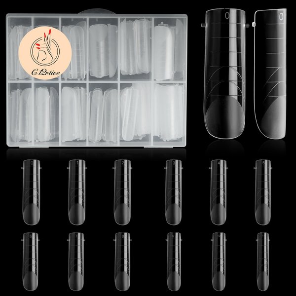 C12rtive 120Pcs Matte Dual Nail Forms,Square C-Curved Extension Poly Nail Gel Nail Forms Full Cover Nail Molds 12 Sizes for Solid Nail Gel Glue Nail Art Design Salon&DIY