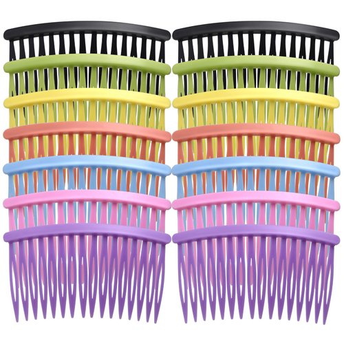 CustomyLife 21pcs Colorful Hair Side Comb for Women, Non-Slip French Plastic Bun Updo Decorative ...