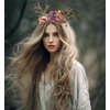 Vivivalue Deer Antler Hair Band Deer Headband with Flowers Antler Hair Hoop Flower Headband for Party Cosplay Costume