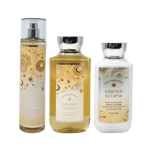 Bath & Body Works Golden Eclipse Trio Gift Set - Fragrance Mist - Body Lotion - Shower Gel