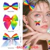 9Pcs Rainbow Hair Clips Gay Pride Day Grosgrain Ribbon Bow Hair Pins Multi-color Candy Bow-knot Hair Barrettes Shinny Hair Accessories for Women Girls Wedding LGBTQ Parade Party Headpiece