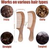 2 Pcs Hair Comb Set Wooden Wide Tooth Comb and Fine Tooth Comb for Women Men, Anti-static Detangling Comb for Curly Fine Straight Wet Dry Hair, Natural Peach Wood Hair Comb