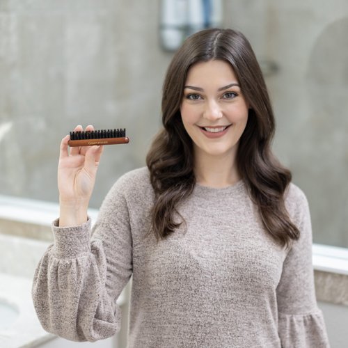 GranNaturals Portable Size Teasing Boar Bristle Hair Brush - Slick Back Hairbrush for Hair Sectioning, Edge Control, Backcombing, Smoothing, and Styling Sleek Fine Hair to Create Volume