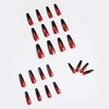 MISUD Press on Nails Long, Coffin Nails Ballet Ballerina Fake Nails, Glossy Glue on Nails, Goth Black Red Ombre Artificial Nails, Vintage Design Full Cover Acrylic Nails for Women and Girls 24 Pcs