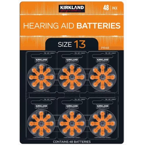 Kirkland Signature Hearing Aid Batteries 48 Pack Zinc Air, Size 13