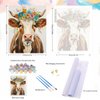 Natuyalo Paint by Numbers for Adults - DIY Adult Paint by Number Kits Painting on Canvas Cow and Flowers Painting by Numbers for Beginners, Animal Art Craft Kits for Adults (16x20 Inch)
