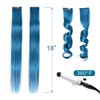 Winsky Deep-sea Blue Hair Extensions Girls Clip in Human Hair - 100% Straight Party Highlights Clip on Colored Hair Extensions 5 Pieces/Set (18inch,Deep-sea Blue)