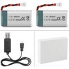 FPVERA 2PCS Drone Batteries 3.7V Lipo Battery USB Charger and 650mAh Lipo Battery with Battery Charger for SYMA X5 Serial UAV Drone Quadcopter Rechargeable Battery