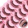 Russian Strip D Curl Lashes, Flu-ffy 18mm Fake Faux Mink Lashes that Look Like Extensions Curly Volume Wispy Eyelashes Natural Look 7 Pairs Pack(7P-E11)