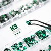 qiipii 24 Styles Emerald Green Nail Rhinestones Multi Shapes Flatback Green Crystals Gems Round Beads K9 Glass Stones Diamonds Jewels Nail Art Supplies Nail Charms for Nails Faces Eyes Makeup Crafts