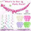 WERNNSAI Watercolor Dinosaur Party Supplies - 65 Pcs Pink Dino Theme Birthday Party with Happy Birthday Banner Hanging Swirls Balloons Ribbons Set for Kids Girls Jurassic World Party Birthday Supplies