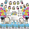 Yaomiao 133 Pcs Penguin Birthday Party Decorations Include Happy Birthday Penguin Banner Penguin Balloons Cake Topper Tablecloth Paper Plates Cups Cutlery for Winter Birthday Baby Shower Party (Cute)
