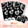 Tudomro 3 Pack 2000s Tablecloth Decoration Cholo Party Table Cover 90s Table Covers Heart Early Plastic Disposable Rectangle Table Decoration for Birthday Party Supplies, 54 x 108 Inches(Black)