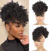 SuyiIRL Gray Afro Puff Drawstring Ponytail with Curly Hair Pieces Clip in Bangs Short Ponytail Hair Extensions drawstring ponytail for Black Women