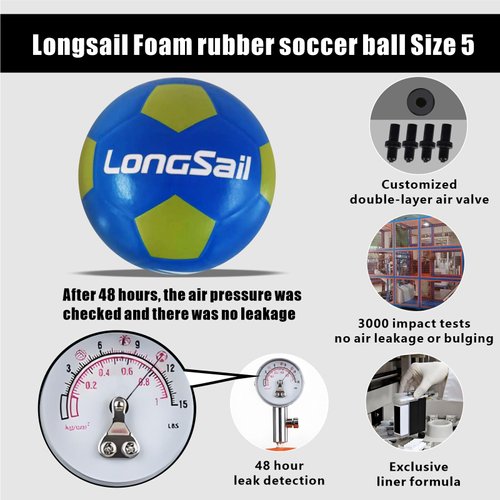 Longsail Foam Waterproof Soccer Ball USA Size 3,4,5 Kids Youth Adult Seamless High Durability Leisure Sports Beginners Club Competition Training (Blue/Green, Size 3)