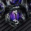 ARUOHHA DND Resin Dice Dragon Eye Dice Liquid Core Dice Set Purple Sharp Edged Dice Set with Gift Box, Dungeons and Dragons Polyhedral D&D Dice Role Playing Game D and D Dice Set D20 D12 D10 D8 D6 D4