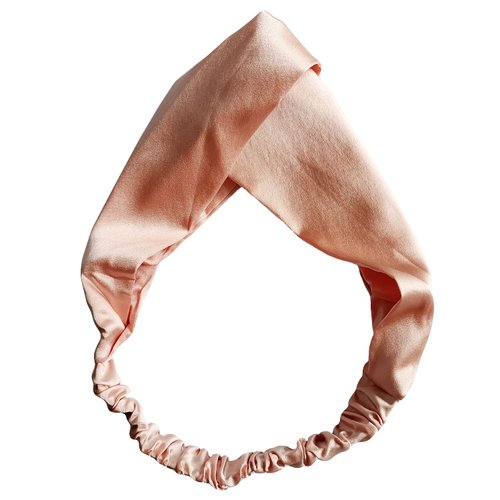 Share Maison Pure Natural Mulberry Silk Headband for Women Fashion Vintage Pure Color Stretchy High-Density 16MM Twisted Head Hair Wrap Accessory for Makeup Turban for Girls (Light Orange)