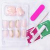 LoveOurHome 24pc French Tips Press on Nails Short Fake Nails Glitter Lace Glue on Nail Nude Acrylic Nails Press ons Nails Short Square False Nail Women Girls Artificial Fingernail with Adhesive Tabs