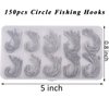 Circle Hooks Saltwater Fishing Hooks, 150pcs in-line Straight Eye Circle Hook High Carbon Steel Chemically Sharpened Barbed Point Octopus Hook Wire Hooks