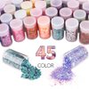 Holographic Chunky and Fine Glitter Mix, 45 Colors Festival Sequins & Glitter Powder, Iridescent Glitter Flakes, Cosmetic Face Body Eye Hair Nail Art Resin Tumbler Loose Glitter