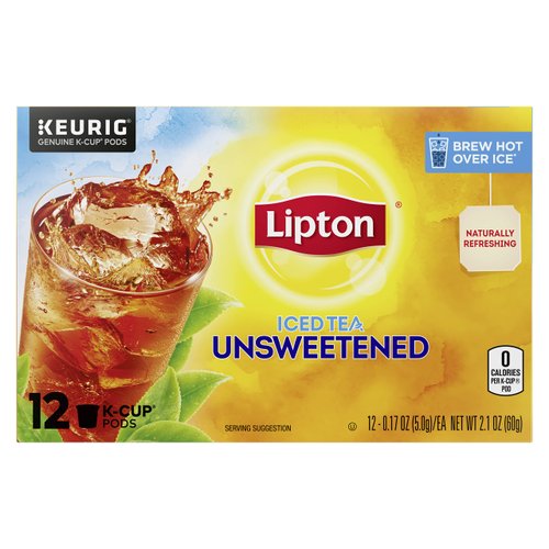 Lipton Iced Tea K-Cups, Unsweetened, 12 Count (Pack of 6)