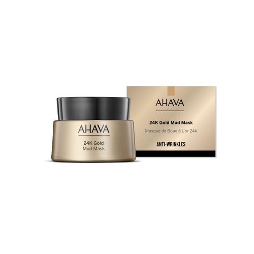 AHAVA 24K Gold Mineral Mud Mask - Luxury Mud Mask for Refined, Luminously Radiant Skin, Smoothes, Firms & Illuminates, includes 24K Gold, Osmoter, Dead Sea Mud, Matrixyl & Hyaluronic Acid, 1.7 Fl.Oz