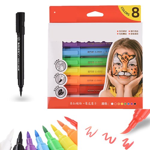 Face Paint Fine Tip Markers Temporary Fake Tattoo Pen 8 Colors Kawaii Body Art Paint Kit, Fun Cool Teen Girls Trendy Stuff Cosplay Trending Gifts For Teenager, Kids Or Adult