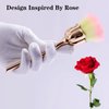 3 Pcs Nail Art Dust Powder Remover Cleaner Brush, Rose Shape Long Handle Nail Art Brush for Nail Trimming Cleaning Makeup Brush Tools